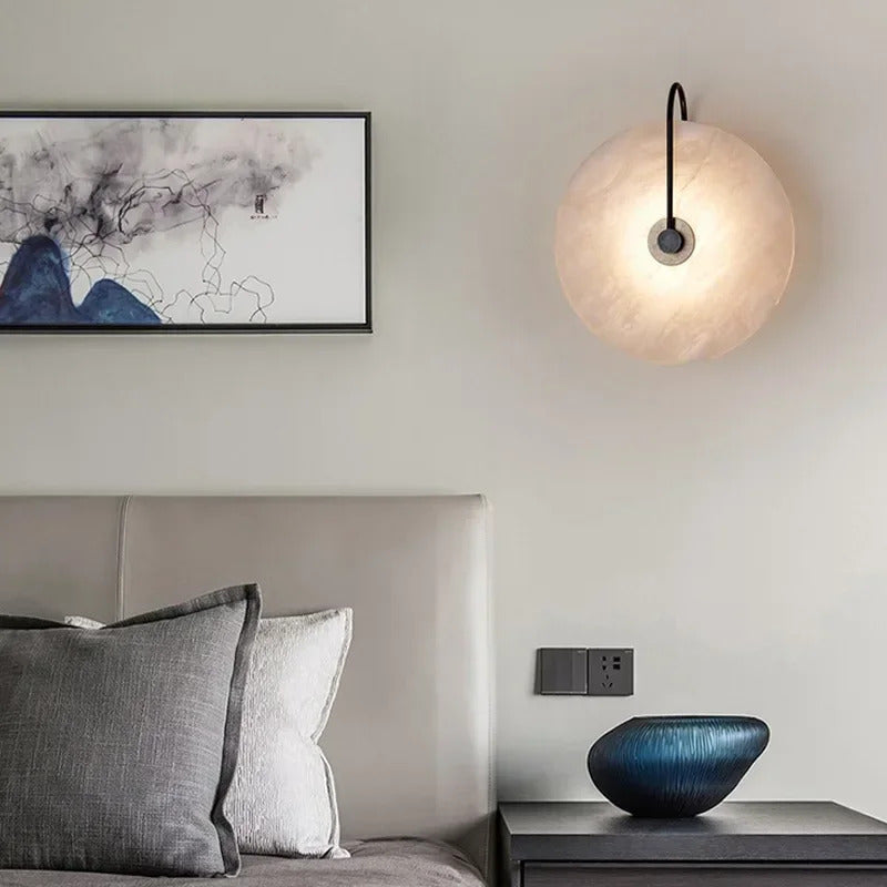 Modern LED Marble Wall Sconce Light Fixture Luminaire Living Room Bedroom Bedside Lamps Round Decoration Stone Decor Indoor gold