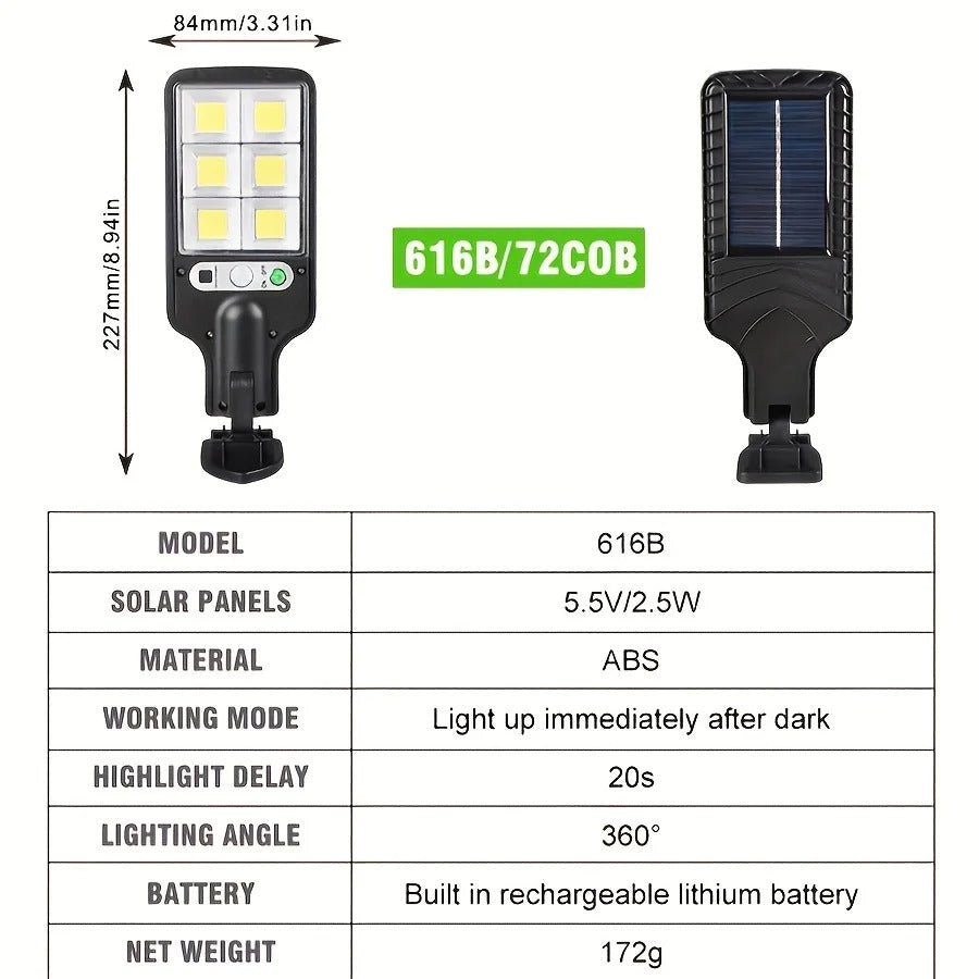 Solar Outdoor Led Courtyard Wall Lamp With 3 Mode Waterproof Motion Sensor Security Lighting Street Lights for Garden Patio Path