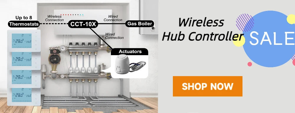Beok wireless Thermostat Controller Heating Wifi Smart Home 8-Channel Heating System for Gas Boiler Water Floor Actuator