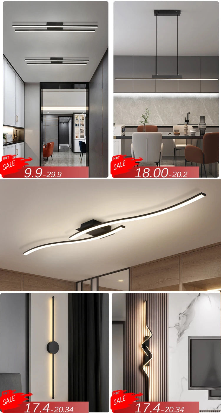 Wall Light Modern Long LED Light Black I-Shaped Wall Lamp Bedroom Living Room Corridor Interior Lighting Home Decor Lighting