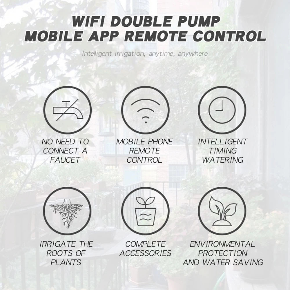 WIFI Intelligent Watering Device Double Pump Timed Automatic Drip Irrigation System Remote APPController for Garden Plant Flower