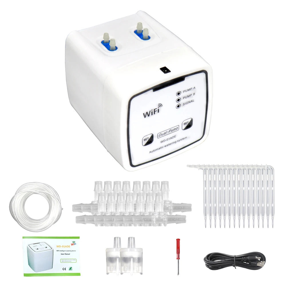 WIFI Intelligent Watering Device Double Pump Timed Automatic Drip Irrigation System Remote APPController for Garden Plant Flower