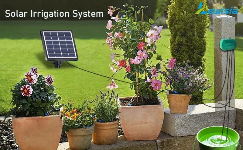 Solar Intelligent Irrigation Kit 6V 2W with Built-in 1800mAh Battery Irrigation for Potted Plants DIY Timed Watering Device