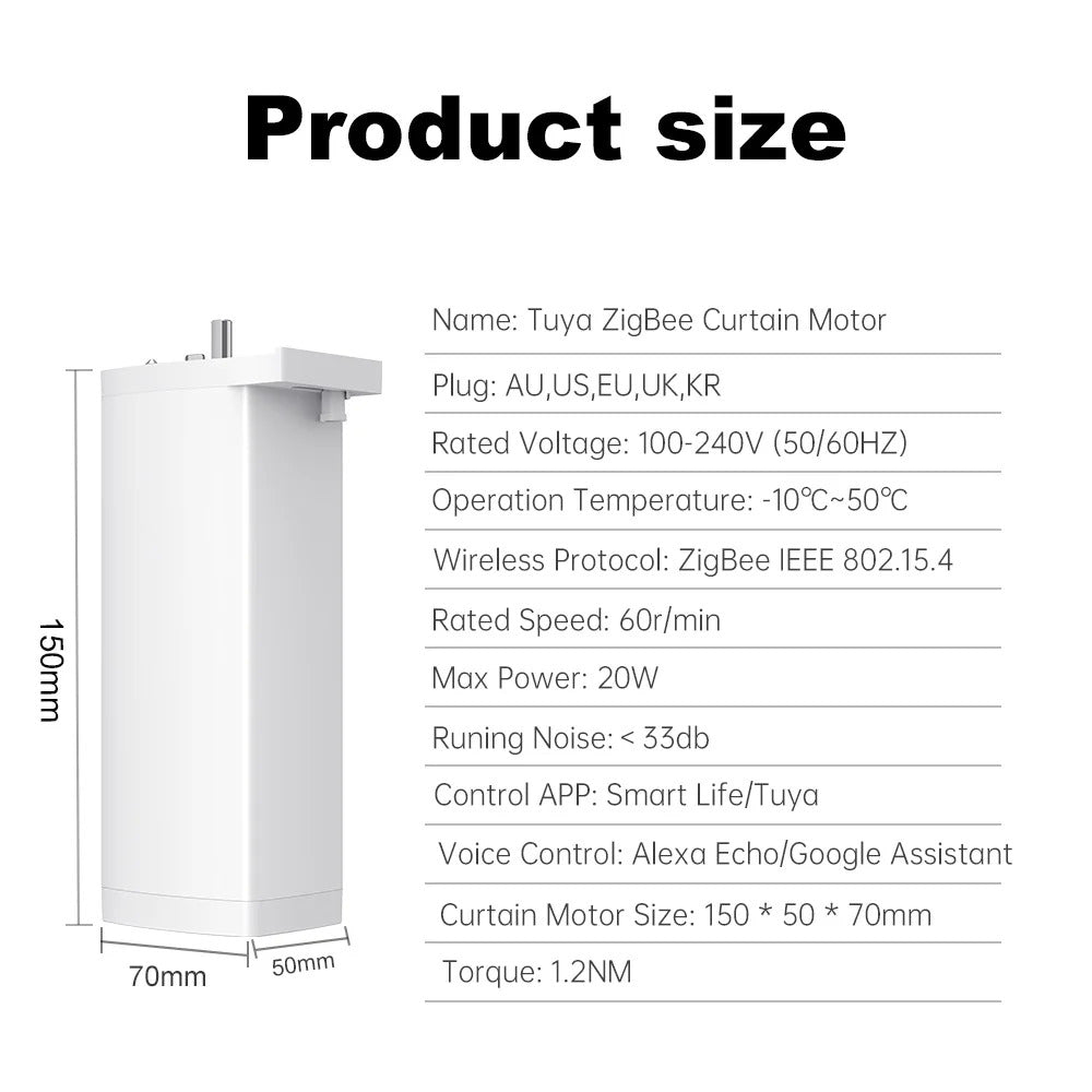 Smart life Tuya Zigbee Electric Curtain Motor automatic Intelligent Support Voice Control Tools Alexa Google Assistant 15cm size