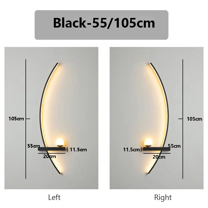 Smart LED Wall Lamp 55/105CM Remote Control Left Right Lighting Bedside Wall Sconces Bedroom Living Room Home Led Lights Lustre