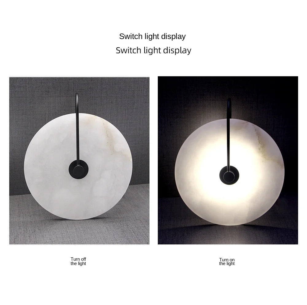 Modern LED Marble Wall Sconce Light Fixture Luminaire Living Room Bedroom Bedside Lamps Round Decoration Stone Decor Indoor gold