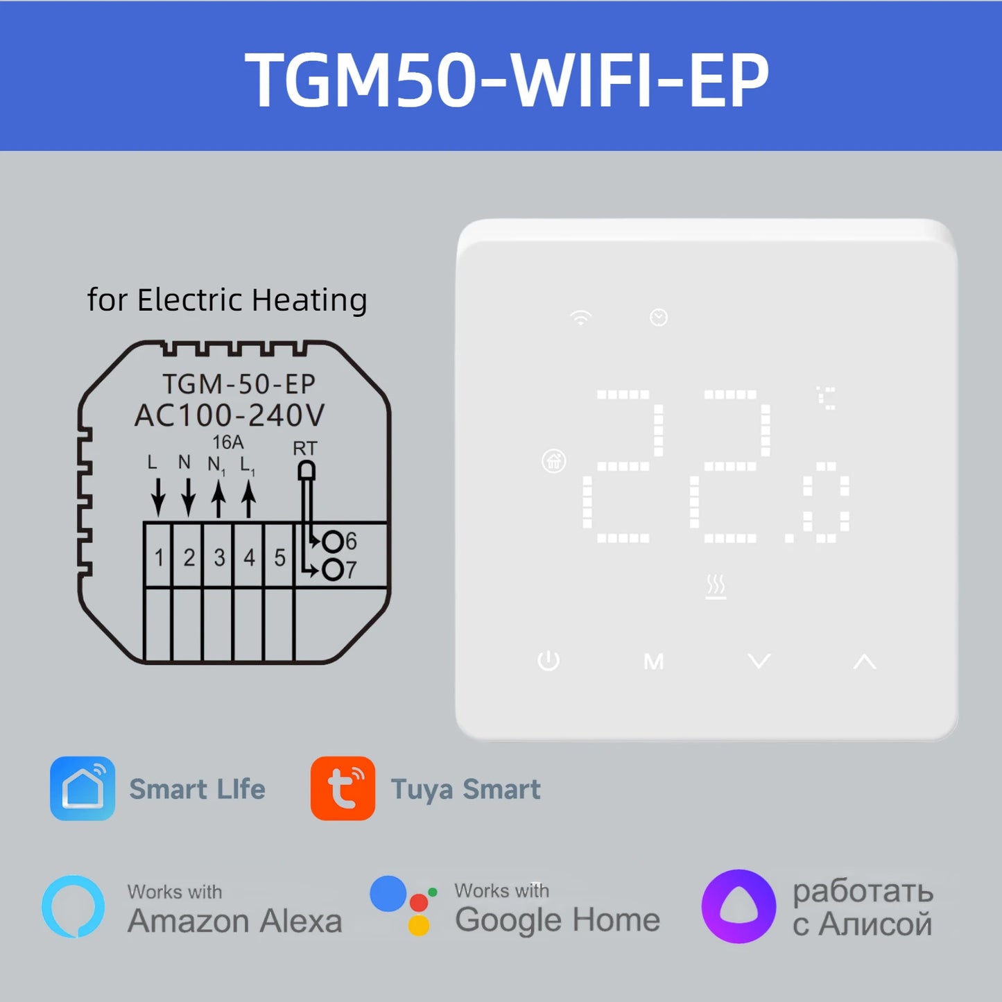 Beok Tuya Wifi Room Thermostat Underfloor Heating System Thermoregulator for Gas Boiler Electric Heating with Alexa Google Home