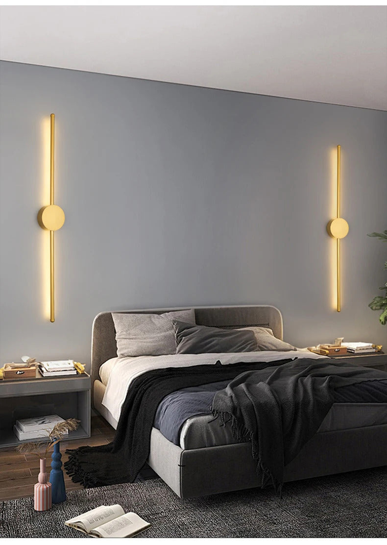 Wall Light Modern Long LED Light Black I-Shaped Wall Lamp Bedroom Living Room Corridor Interior Lighting Home Decor Lighting