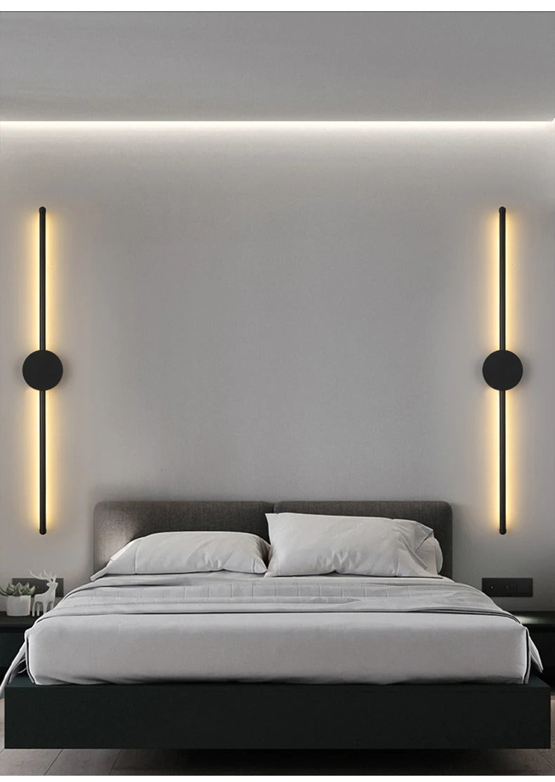 Wall Light Modern Long LED Light Black I-Shaped Wall Lamp Bedroom Living Room Corridor Interior Lighting Home Decor Lighting