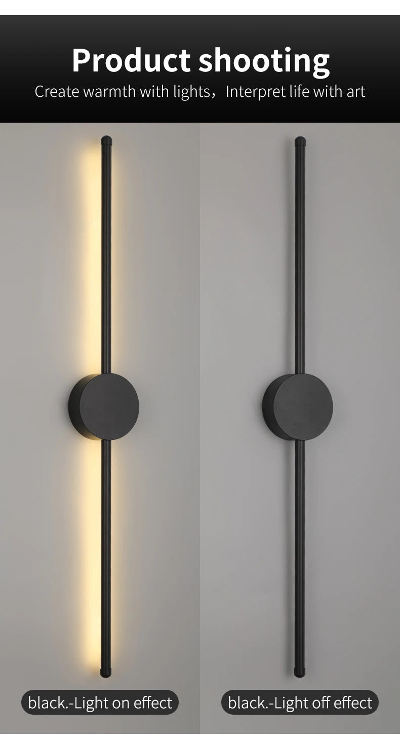 Wall Light Modern Long LED Light Black I-Shaped Wall Lamp Bedroom Living Room Corridor Interior Lighting Home Decor Lighting