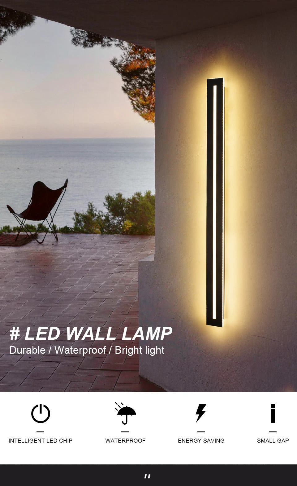 Waterproof IP65 LED Long Wall Sconce Lamp Garden Light Decoration Outdoor Lighting AC85-265V Sconce Luminaire External Sconce
