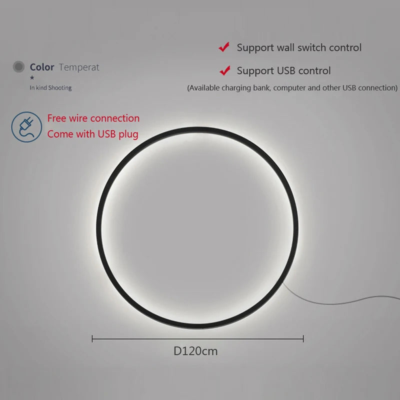 Modern minimalist circular LED wall lamp home designer Decor Circle Nordic Lustre living room and bedroom lighting equipment
