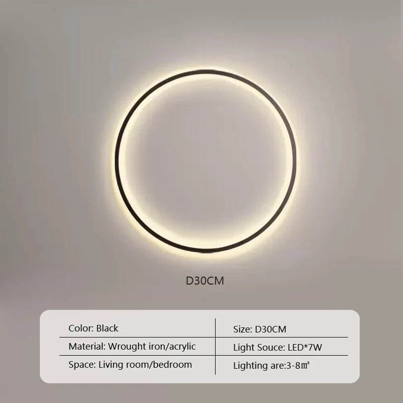 Modern minimalist circular LED wall lamp home designer Decor Circle Nordic Lustre living room and bedroom lighting equipment