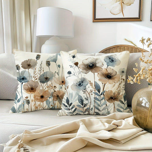 Soft Watercolor Flowers Throw Pillow Covers