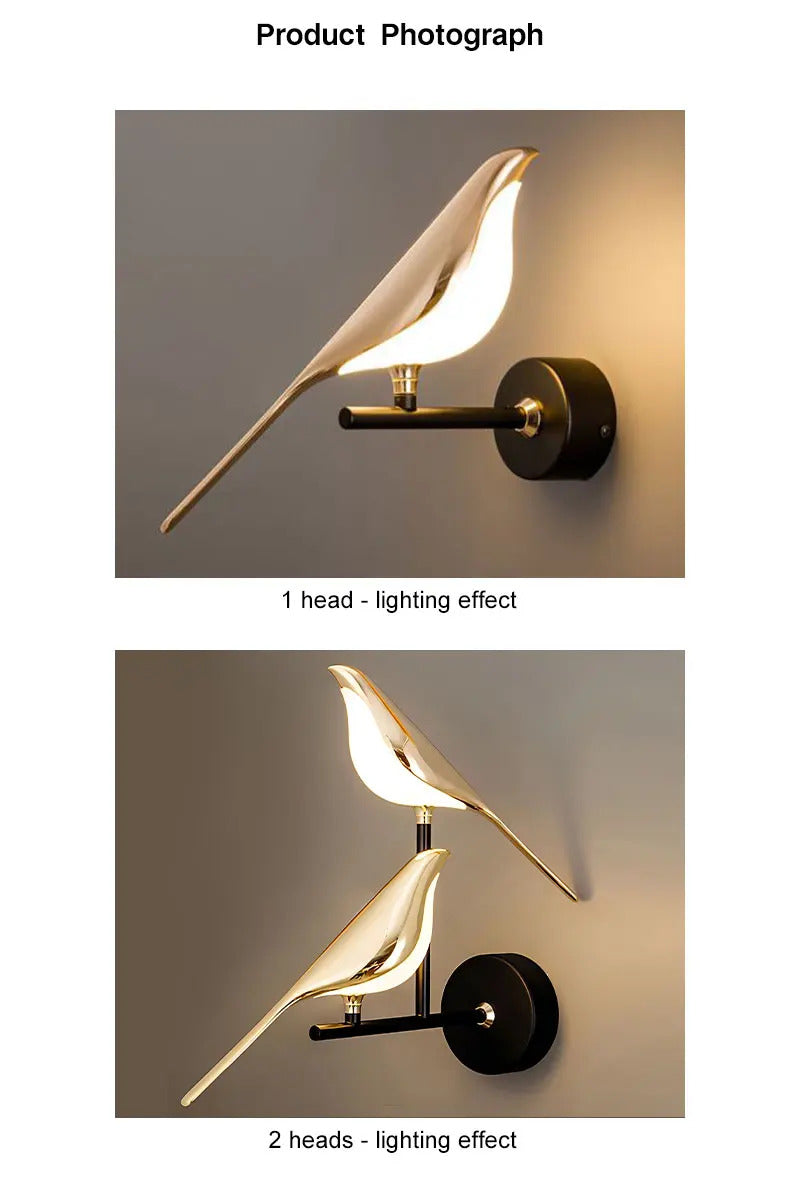 Magpie Bird 360° Rotatable LED Wall Lights Wall Lamps for Bedside Bedroom Touch Switch Indoor LED Wall Sconce Decor for Corridor