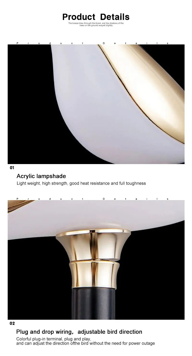 Magpie Bird 360° Rotatable LED Wall Lights Wall Lamps for Bedside Bedroom Touch Switch Indoor LED Wall Sconce Decor for Corridor
