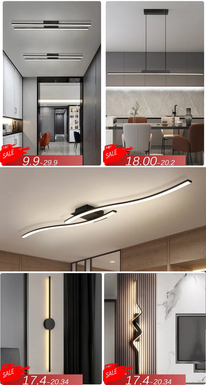 Wall Light Modern Long LED Light Black I-Shaped Wall Lamp Bedroom Living Room Corridor Interior Lighting Home Decor Lighting