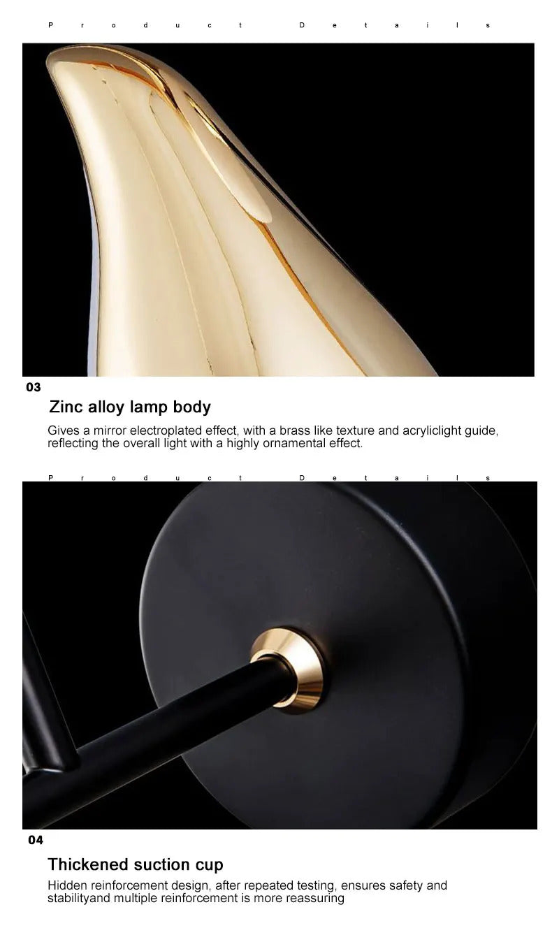 Magpie Bird 360° Rotatable LED Wall Lights Wall Lamps for Bedside Bedroom Touch Switch Indoor LED Wall Sconce Decor for Corridor