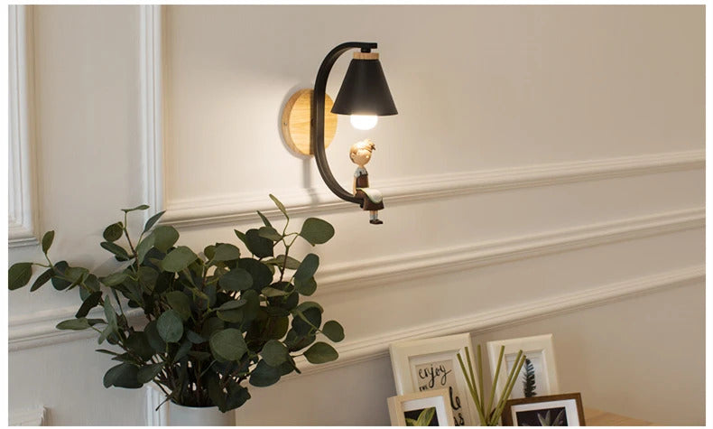 Modern Wood Wall Lamp Creative Resin Model Wall Lamps For Living Room Bedroom Children's Room Nordic Home Decor Light Fixtures