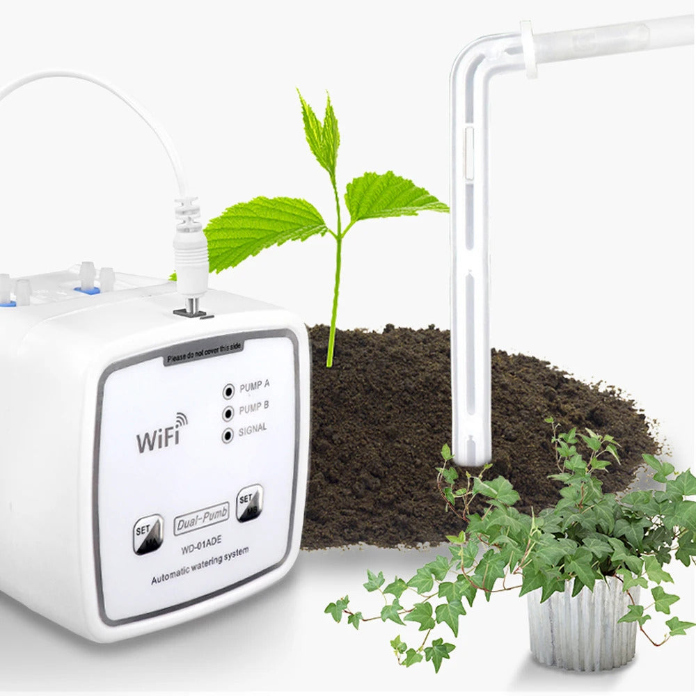 WIFI Intelligent Watering Device Double Pump Timed Automatic Drip Irrigation System Remote APPController for Garden Plant Flower