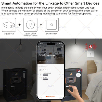 ZigBee Smart Vibration Tilt Sensor Real Time Monitor Door Window Detection Alarm Smart Home Security Protection System for Z2M