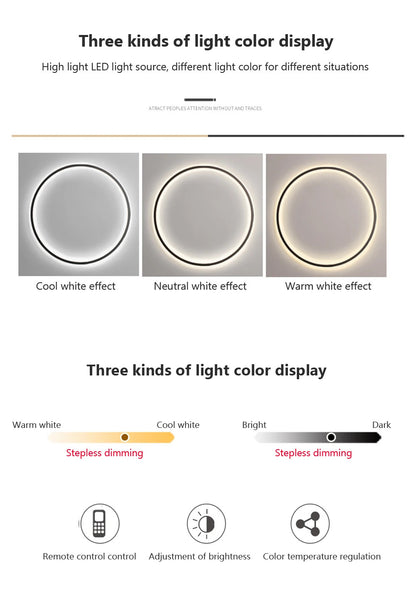 Modern minimalist circular LED wall lamp home designer Decor Circle Nordic Lustre living room and bedroom lighting equipment