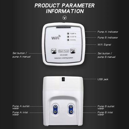 WIFI Intelligent Watering Device Double Pump Timed Automatic Drip Irrigation System Remote APPController for Garden Plant Flower