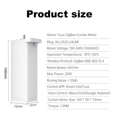 Smart life Tuya Zigbee Electric Curtain Motor automatic Intelligent Support Voice Control Tools Alexa Google Assistant 15cm size