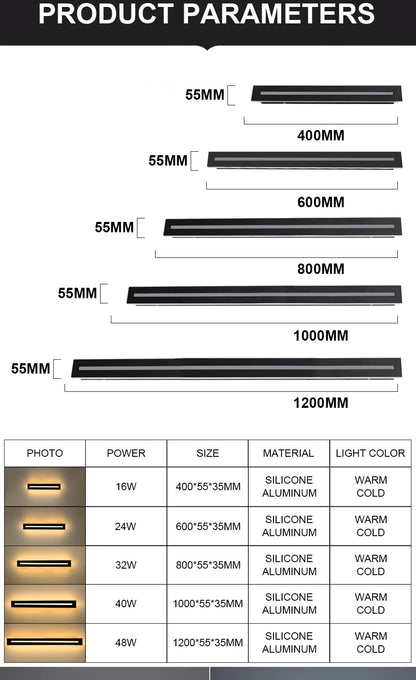 Waterproof IP65 LED Long Wall Sconce Lamp Garden Light Decoration Outdoor Lighting AC85-265V Sconce Luminaire External Sconce