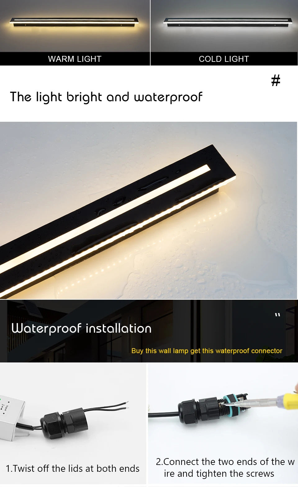 Waterproof IP65 LED Long Wall Sconce Lamp Garden Light Decoration Outdoor Lighting AC85-265V Sconce Luminaire External Sconce