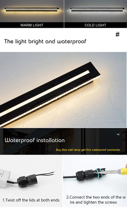 Waterproof IP65 LED Long Wall Sconce Lamp Garden Light Decoration Outdoor Lighting AC85-265V Sconce Luminaire External Sconce