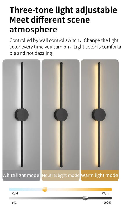 Wall Light Modern Long LED Light Black I-Shaped Wall Lamp Bedroom Living Room Corridor Interior Lighting Home Decor Lighting