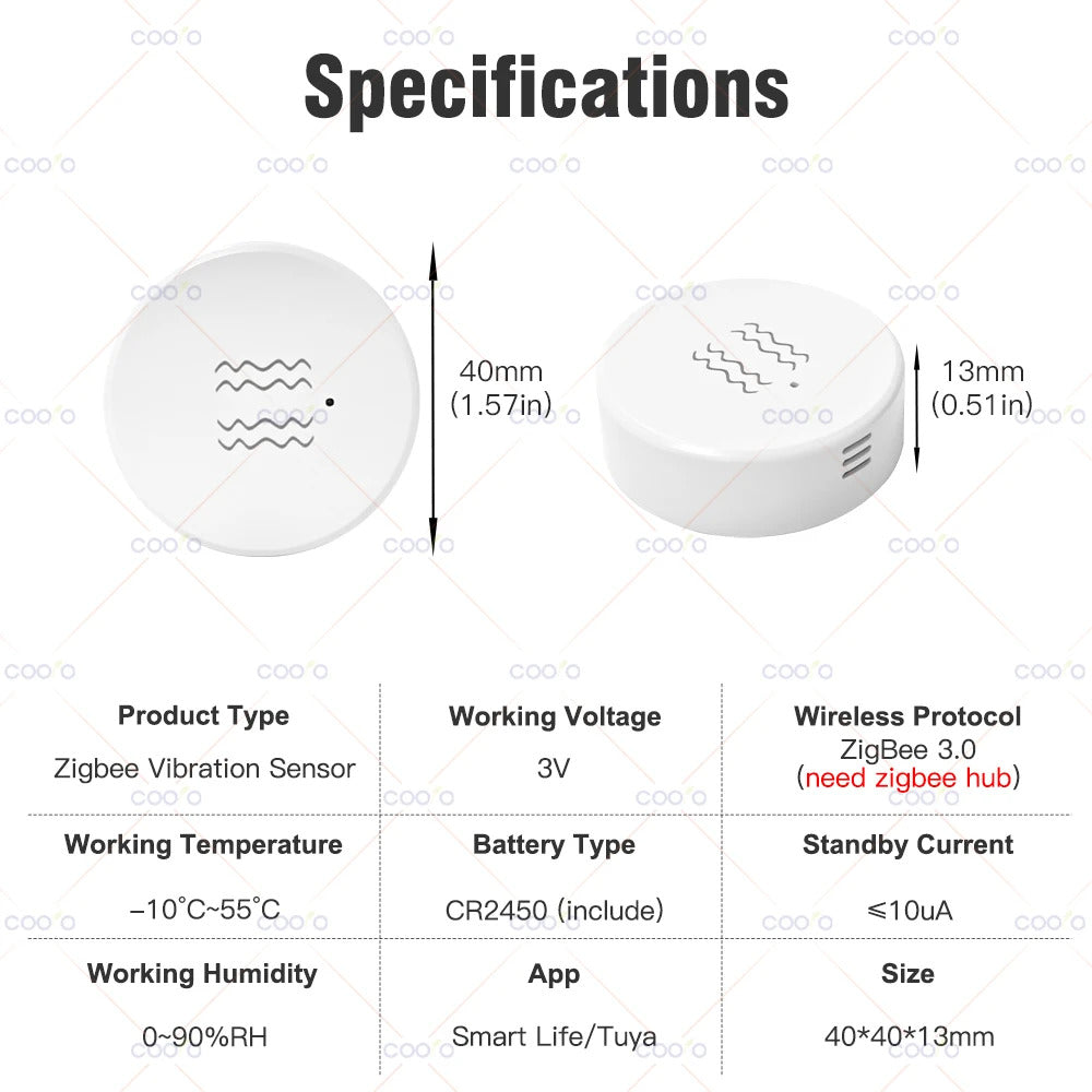 ZigBee Smart Vibration Tilt Sensor Real Time Monitor Door Window Detection Alarm Smart Home Security Protection System for Z2M