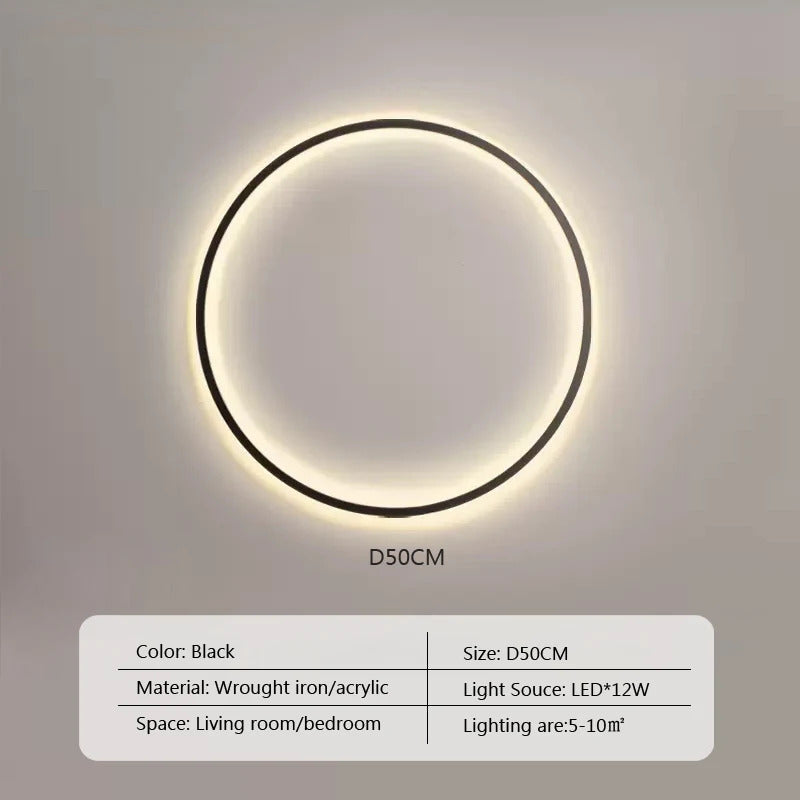 Modern minimalist circular LED wall lamp home designer Decor Circle Nordic Lustre living room and bedroom lighting equipment