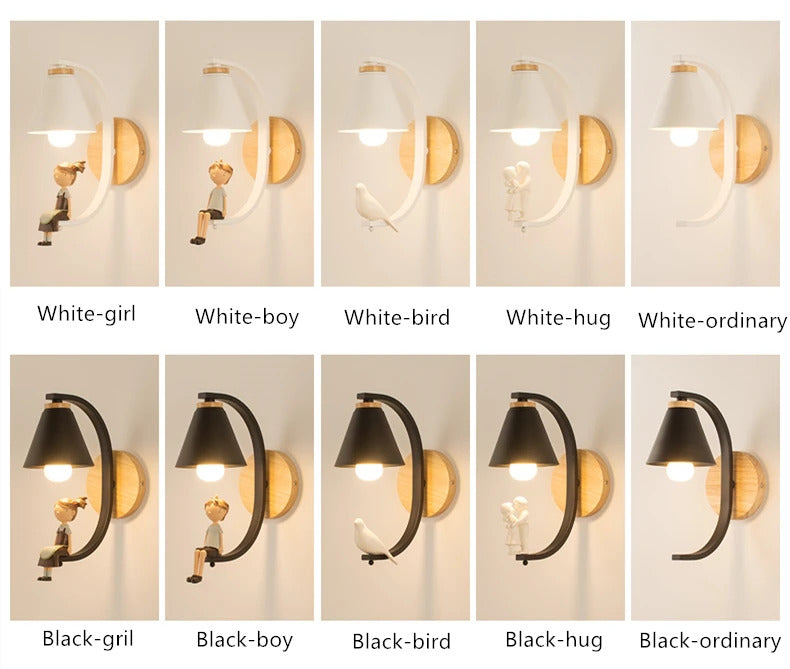 Modern Wood Wall Lamp Creative Resin Model Wall Lamps For Living Room Bedroom Children's Room Nordic Home Decor Light Fixtures