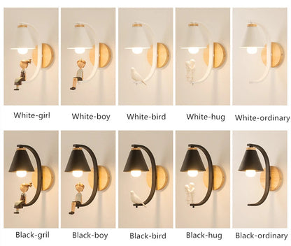 Modern Wood Wall Lamp Creative Resin Model Wall Lamps For Living Room Bedroom Children's Room Nordic Home Decor Light Fixtures
