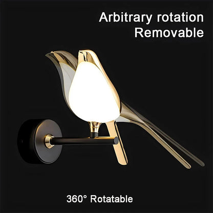 Magpie Bird 360° Rotatable LED Wall Lights Wall Lamps for Bedside Bedroom Touch Switch Indoor LED Wall Sconce Decor for Corridor