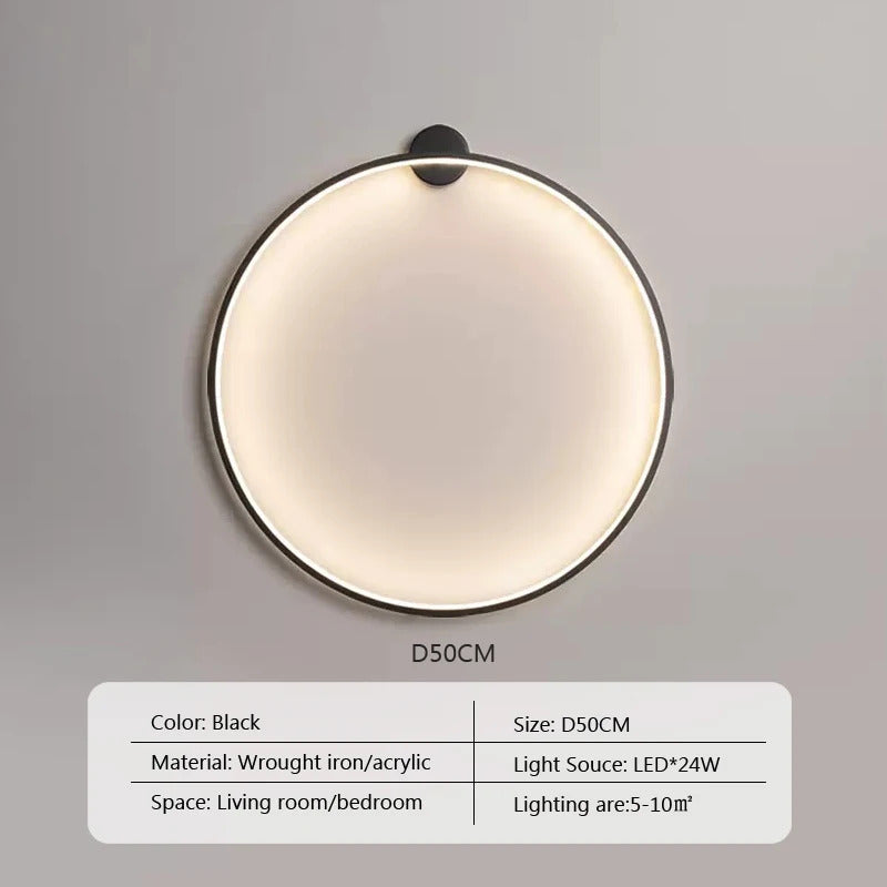 Modern minimalist circular LED wall lamp home designer Decor Circle Nordic Lustre living room and bedroom lighting equipment