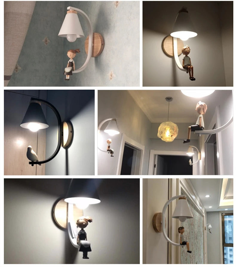 Modern Wood Wall Lamp Creative Resin Model Wall Lamps For Living Room Bedroom Children's Room Nordic Home Decor Light Fixtures