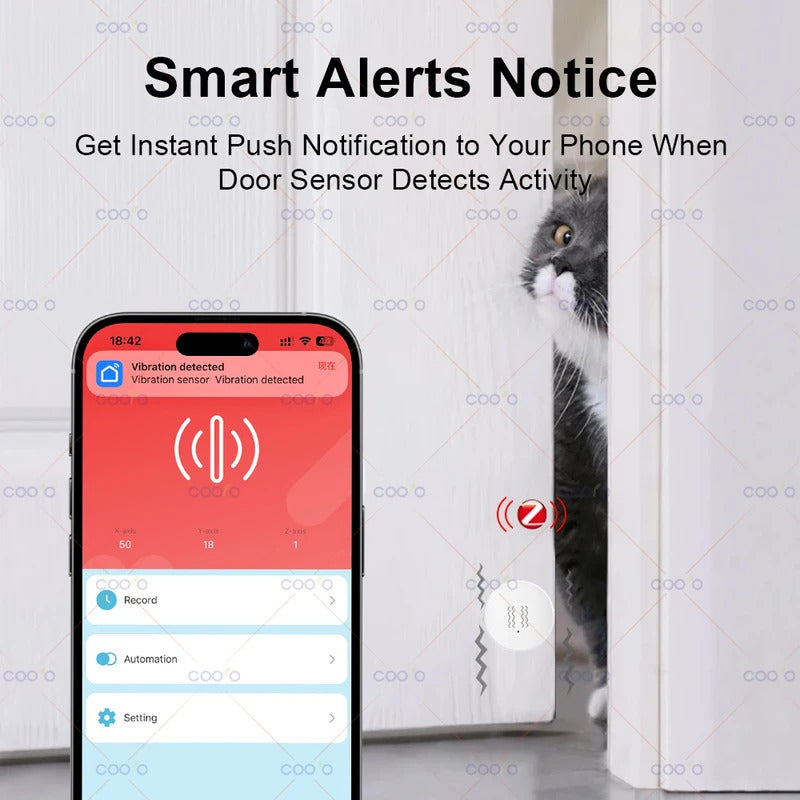 ZigBee Smart Vibration Tilt Sensor Real Time Monitor Door Window Detection Alarm Smart Home Security Protection System for Z2M
