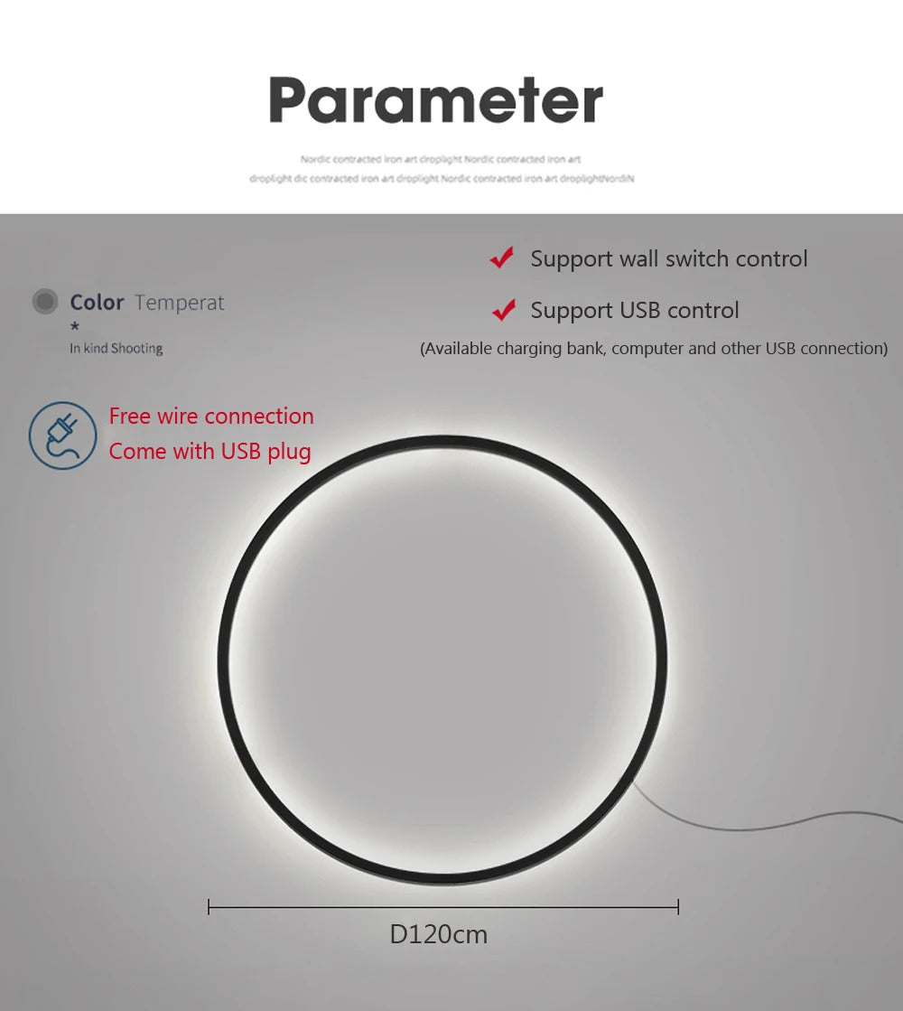 Modern minimalist circular LED wall lamp home designer Decor Circle Nordic Lustre living room and bedroom lighting equipment