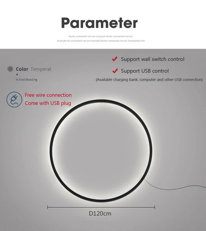 Modern minimalist circular LED wall lamp home designer Decor Circle Nordic Lustre living room and bedroom lighting equipment