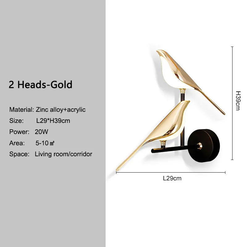 Magpie Bird 360° Rotatable LED Wall Lights Wall Lamps for Bedside Bedroom Touch Switch Indoor LED Wall Sconce Decor for Corridor