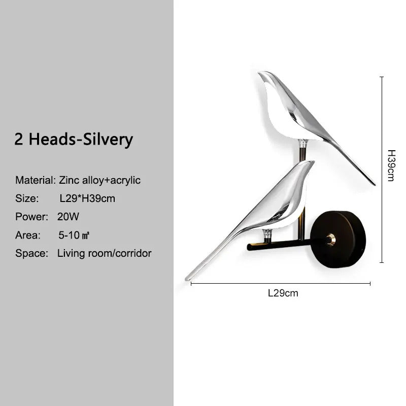 Magpie Bird 360° Rotatable LED Wall Lights Wall Lamps for Bedside Bedroom Touch Switch Indoor LED Wall Sconce Decor for Corridor